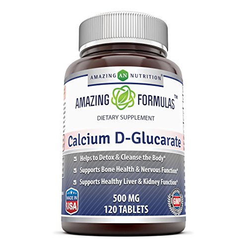 Product Cover Amazing Formulas Calcium D-Glucarate (500 Mg, 120 Tablets) Combines The Benefits of Calcium with The Benefits of Glucaric Acid. Supports Body's Detoxification Function