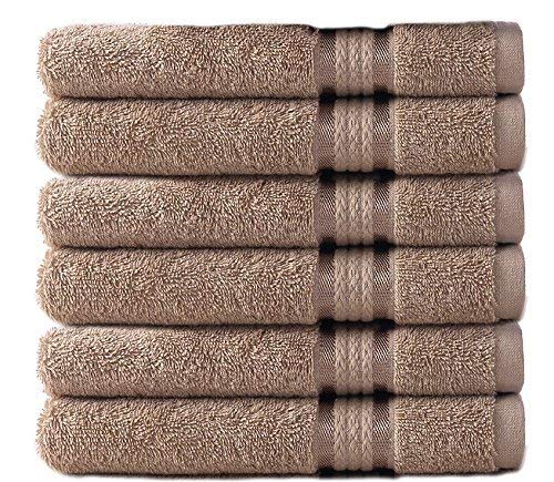 Product Cover COTTON CRAFT - 6 Pack - Ultra Soft Extra Large Hand Towels 16x28 Linen - 100% Pure Ringspun Cotton - Luxurious Rayon Trim - Ideal for Daily Use - Each Towel Weighs 6 Ounces