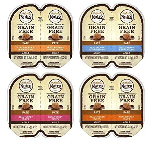 Product Cover Nutro Perfect Portions Grain Free Soft Loaf Cat Food 4 Flavor 8 Can Variety Bundle: (2) Nutro Chicken & Shrimp Recipe Perfect Portions, (2) Nutro Salmon & Tuna Recipe Perfect Portions, (2) Nutro Chicken Recipe Perfect Portions, and (2) Nutr