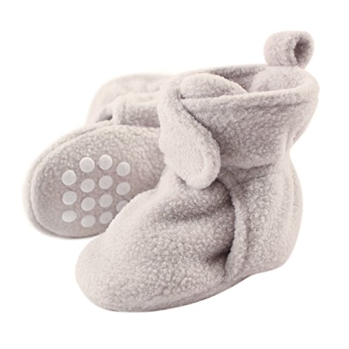 Product Cover Luvable Friends Baby Cozy Fleece Booties with Non Skid Bottom, Light Gray, 0-6 Months