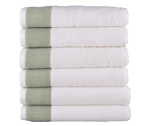 Product Cover LUNASIDUS Venice Luxury 100 Percent Turkish Combed Cotton Set of 6 Hand Towel Set - Made in Turkey (Olive Green)