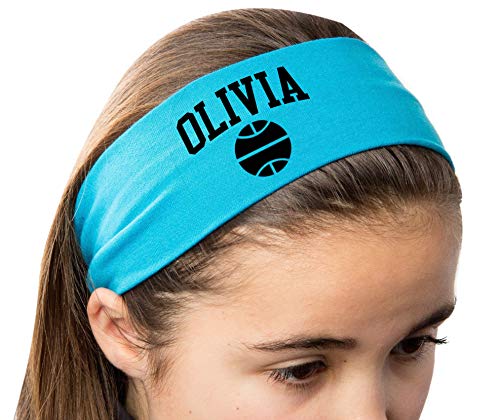 Product Cover Design Your Own Personalized BASKETBALL Cotton Stretch Headband with CUSTOM Name VARSITY Text By Funny Girl Designs