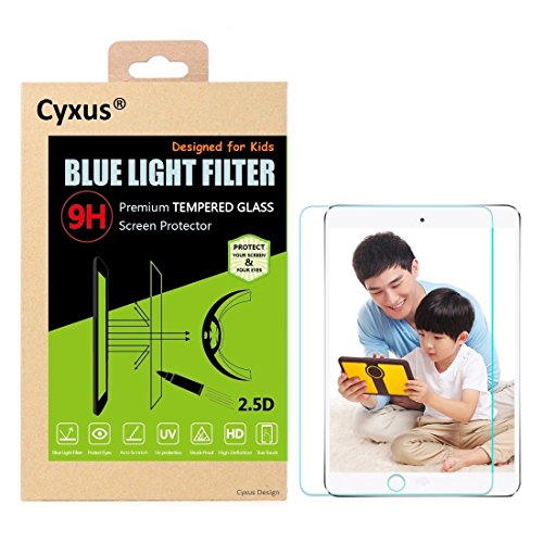 Product Cover Cyxus Filter Harmful Blue Light [Anti Eye Strain] [Sleep Better] [Protect Children's Eyes] 9H Hardness Tempered Glass Screen Protector Compatible for Apple iPad mini 1/2/3,, Non-toxic, Shock-proof, Great for Kids