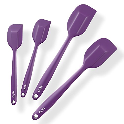 Product Cover ChefStir Premium Silicone Spatula Set of 4 - Heat Resistant Kitchen Spatulas - Best for Nonstick Cookware (Purple)