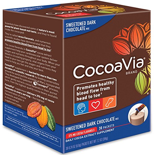 Product Cover CocoaVia Brain & Heart Supplement, Sweetened Dark Chocolate Flavor, Powdered Mix, 375mg Cocoa Flavanols, 30-Day Supply