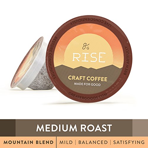 Product Cover Specialty Grade Coffee for Keurig K-Cup Brewers: 72-Count Medium Roast Mountain Blend. 1.0 and 2.0 Compatible. Premium Quality, Eco-Friendly 100% Arabica Single-Serve Coffee by Greater Goods