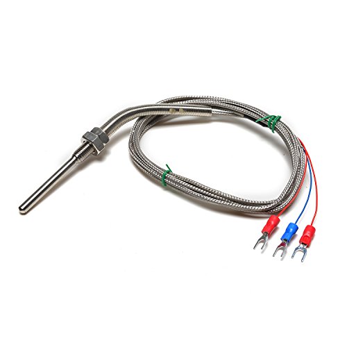 Product Cover MYPIN Waterproof Stainless Steel PT100 RTD Thermocouple Thermistor Sensor Probe, Thread with Insulation Lead Wire for PID Temperature Controller Control K Type Probe 2M(6ft) (Temperature Rang: -20~420C)