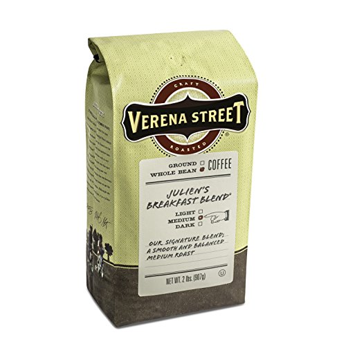 Product Cover Verena Street 2 Pound Whole Bean Coffee, Medium Roast, Julien's Breakfast Blend, Rainforest Alliance Certified Arabica Coffee