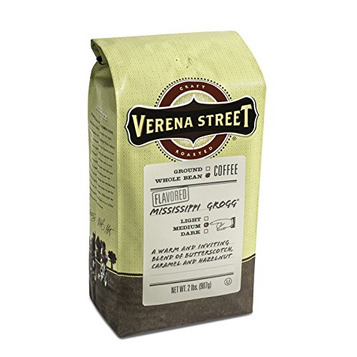 Product Cover Verena Street 2 Pound Flavored Whole Bean Coffee, Mississippi Grogg, Medium Roast, Rainforest Alliance Certified Arabica Coffee