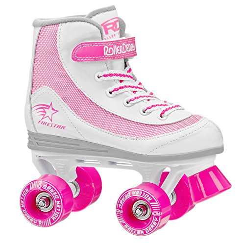 Product Cover Roller Derby 1978-04 Youth Girls Firestar Roller Skate, Size 4, White/Pink