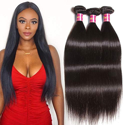 Product Cover Unice Hair Natural Color 16 18 20inch Brazilian Straight Hair 3 Bundles 100% Unprocessed Brazilian Virgin Human Hair Weave Extensions