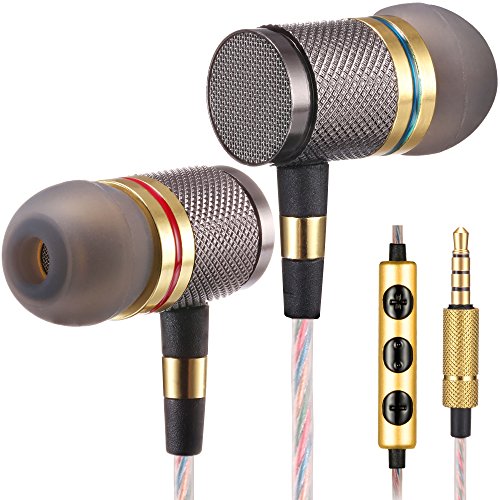 Product Cover Betron YSM1000 Headphones, Earbuds, High Definition, in-Ear, Noise Isolating, Heavy Deep Bass for Apple iPhone, iPod, iPad, Samsung Cell Phones and Smartphones (Gold with Microphone)