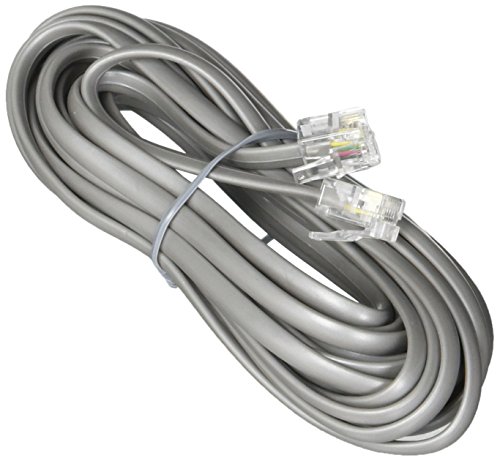 Product Cover Premium Telephone Line Cord Heavy Duty Silver Satin 4 Conductor 14-ft by TeleDirect