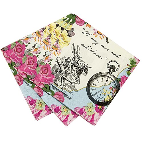 Product Cover Talking Tables Truly Alice Floral Dainty Cocktail Napkins for a Tea Party, Multicolor (20 Pack)