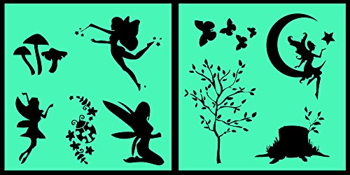 Product Cover Auto Vynamics - STENCIL-FAERIESET01-10 - Detailed Woodland Fairy/Faerie Stencil Set - Multiple Faeries w/Trees & Butterflies & More! - 10-by-10-inch Sheets - (2) Piece Kit - Pair of Sheets