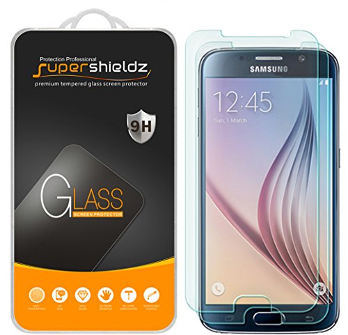 Product Cover (2 Pack) Supershieldz for Samsung Galaxy S6 Tempered Glass Screen Protector, Anti Scratch, Bubble Free