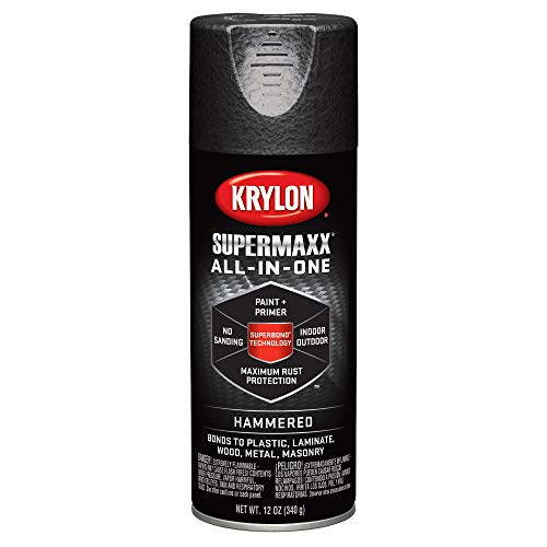 Product Cover Krylon K08985000 SUPERMAXX All-In-One Spray Paint, Black Hammered, 12 Ounce