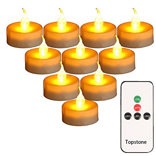Product Cover Topstone LED Tealight candles with Battery Powered Flameless Amber Flickering Flame,Remote Control and 4H 6H 8H Timer,2 Dozen Pack