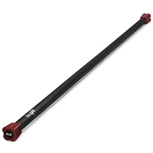 Product Cover Yes4All Total Body Workout Weighted Bar / Weighted Workout Bar - Great for Physical Therapy, Aerobics and Yoga - Weighted Exercise Bar (8 lbs)