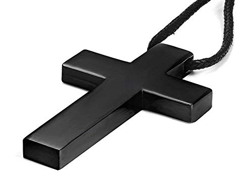 Product Cover VNOX Stainless Steel Simple Cross Pendant Necklace Polished for Men Women Christian Baptism,Black