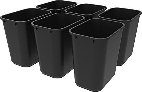 Product Cover Storex Medium Waste Basket, 15 x 10.5 x 15 Inches, Black, Case of 6 (STX00710U06C)