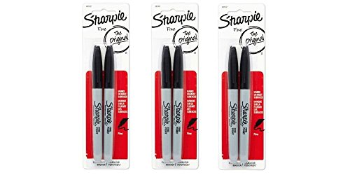Product Cover Sharpie 30162PP Fine Point Permanent Markers, Black, Permanent Ink, Ink Dries Quickly and Resists Both Fading and Water, Blister of 2 Markers, Pack of 3 Blisters, 6 Markers Total