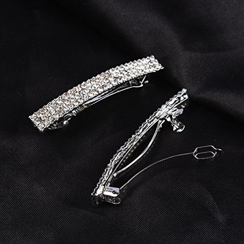 Product Cover FUMUD Bling Silver Plated Crystal Hairpin Three Row Rhinestone Hair Barrette Clip Hair Accessories