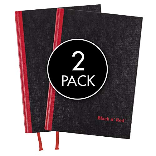 Product Cover Black n' Red Casebound Hardcover Notebooks, Medium, Black, 96 Ruled Sheets, Pack of 2 (73405)