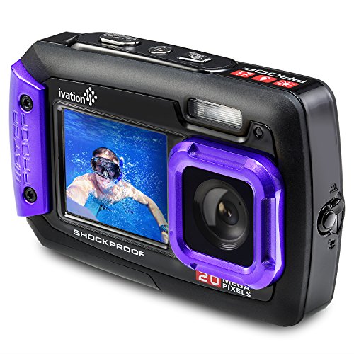 Product Cover Ivation 20MP Underwater Waterproof Shockproof Digital Camera & Video Camera w/Dual Full-Color LCD Displays - Fully Submersible Up to 10 Feet (Purple)