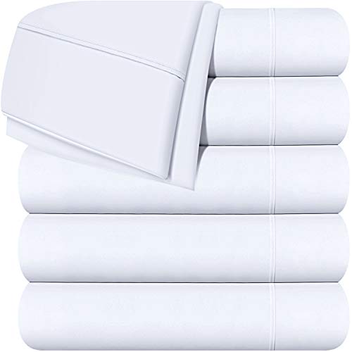 Product Cover Utopia Bedding Flat Sheets - Pack of 6 - Soft Brushed Microfiber Fabric - Wrinkle, Shrinkage & Fade Resistant Top Sheets - Easy Care (Queen, White)