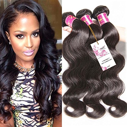 Product Cover Unice Hair 16 18 20inch Brazilian Virgin Human Hair Weave 3 Bundles Deal Brazilian Body Wave Hair Weft Extensions Natural Color