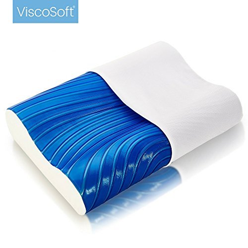 Product Cover ViscoSoft ARCTIC GEL CONTOUR Pillow - Cooling Gel, Contouring Memory Foam, Removable Cover - Best Head, Neck Support - Hypoallergenic - Standard by ViscoSoft