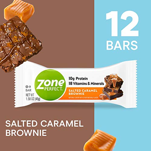 Product Cover ZonePerfect Protein Bars, Salted Caramel Brownie, 10g of Protein, Nutrition Bars With Vitamins & Minerals, Great Taste Guaranteed, 12 Bars