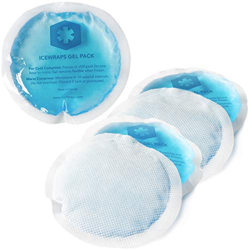 Product Cover ICEWRAPS Reusable Gel Ice Packs with Cloth Backing - Hot Cold Pack for Kids Injuries, Breastfeeding, Wisdom Teeth, First Aid - Round 5 Pack