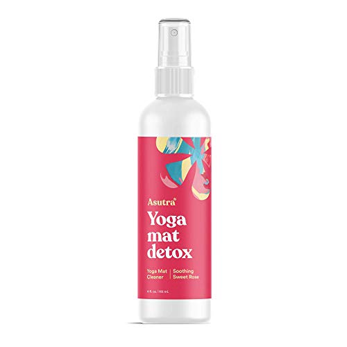 Product Cover ASUTRA Organic Yoga Mat Cleaner (Soothing Sweet Rose Aroma), 4 fl oz | Safe for All Mats & No Slippery Residue | Cleans, Restores, Refreshes | Comes w/Microfiber Cleaning Towel