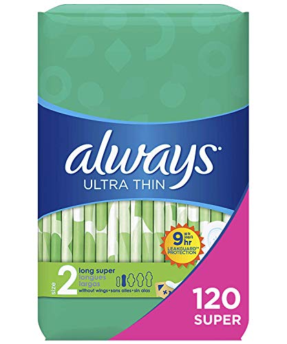 Product Cover Always Ultra Thin Feminine Pads for Women, Size 2, 120 Count, Super Absorbency, Unscented (40 Count, Pack of 3 - 120 Count Total)
