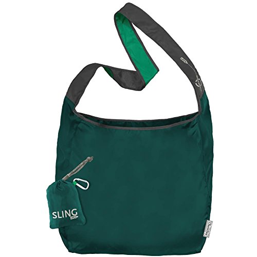 Product Cover ChicoBag Sling rePETe Crossbody Hands-free, Large Open Top Messenger Style Shopping Bag with Pouch, Green Coral