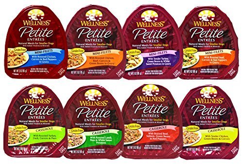 Product Cover Wellness Petite Entrees Natural Grain Free Wet Dog Food Variety Pack - 8 Different Flavors - 3 Ounces Each (8 Total Entrees)