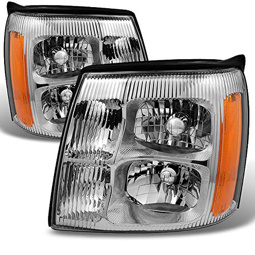 Product Cover For Cadillac Escalade Chrome Clear HID Xenon Type Headlights Front Lamps Replacement Left + Right Pair