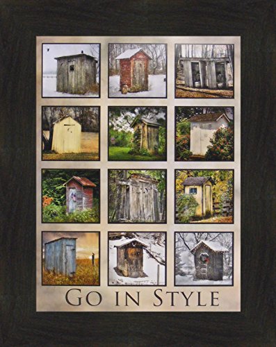 Product Cover Go in Style by Lori Deiter 16x20 Outhouse Collage Photo Bathroom Décor Framed Art Print Picture