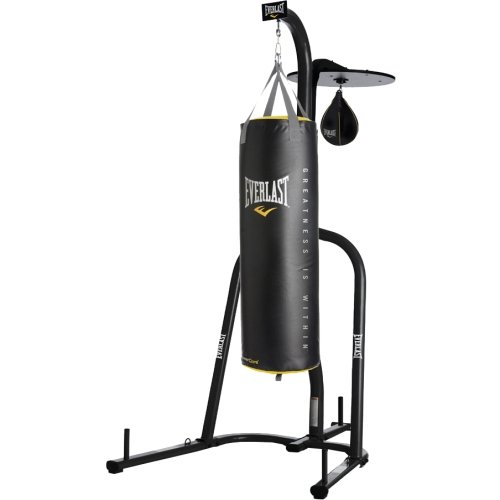 Product Cover Everlast Dual Station Punching Bag Stand w/ 100 lb PowerCore Heavy Bag and Everhide Speed Bag