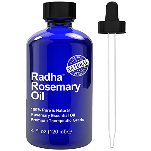 Product Cover Radha Beauty Rosemary Essential Oil  - 100% Pure Therapeutic Grade, Steam Distilled for Aromatherapy, Relaxation, Scalp Treatment, Healthy Hair Growth, Anti-aging, Dry Skin, Acne Skincare, 4 oz.