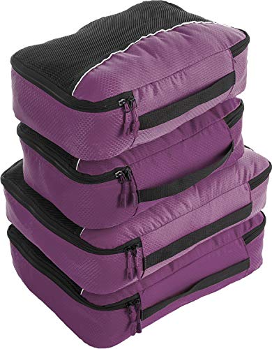 Product Cover Bago 4 Set Packing Cubes for Travel - Luggage & Suitcase Organizer - Cube Set (2Large+2Medium, Purple)