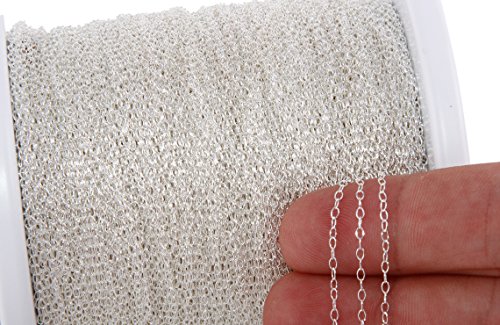 Product Cover 5 Feet Sterling Silver Unfinished Bulk Chain Small Cable 1.4x2.2 mm for DIY Beading Arts and Crafts