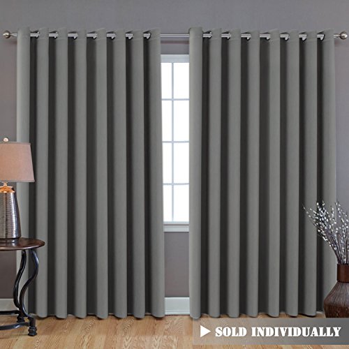 Product Cover H.VERSAILTEX Blackout Patio Grey Curtains, Extra Long and Wider (100