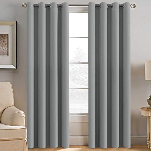 Product Cover H.VERSAILTEX Grey Blackout Curtains for Bedroom Thermal Insulated Room Darkening Blackout Curtain Panel for Door, Window Panel Drapes - 1 Panel - 52 inch Wide by 84 inch Long, Dove Gray, Grommet Top