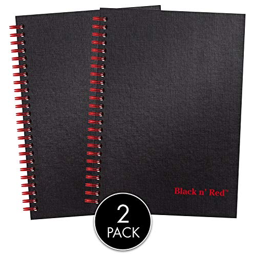 Product Cover Black n' Red Twin Spiral Hardcover Notebooks, Medium, Black/Red, 70 Ruled Sheets, Pack of 2 (73603)