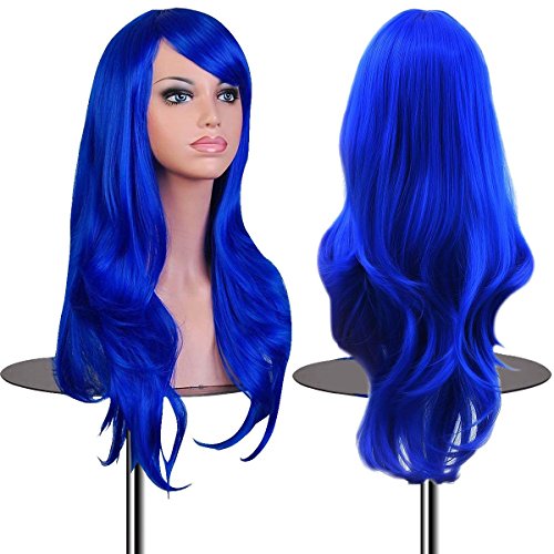 Product Cover EmaxDesign Wigs 28 Inch Cosplay Wig For Women With Wig Cap and Comb (Dark Blue)