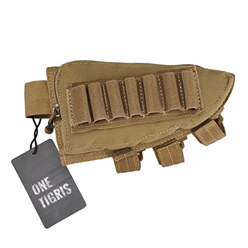 Product Cover OneTigris Tactical Buttstock Shotgun Rifle Shell Holder Cheek Rest Pouch (Tan)