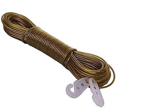 Product Cover Royals 20 meter PVC Coated Steel Anti-Rust Wire Rope Washing Line Clothesline with 2 Plastic Hooks (Multi Color)